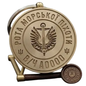 Головна 28 Латунна печатка пломбір 25 мм Рота морської піхоти в/ч з кільцем та відбитком на пластиліні